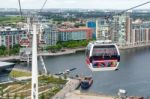 View Of The London Cable Car Over The River Thames Stock Photo