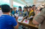 Student 9-10 Years Old, Scouts Work Together, Scout Camp In Bangkok Thailand Stock Photo