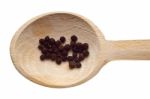 Pepper Seeds On Wooden Spoon Stock Photo