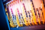 Fiber Optic With Servers In A Technology Data Center Stock Photo