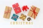 Christmas Gift With Christmas Word Stock Photo