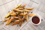 Fries French Ketchup Herb Still Life Stock Photo