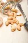 Cashew Nuts On A Glass Jar Stock Photo