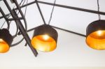 Retro Light Of Black Hanging Lamp Stock Photo