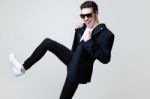 Elegant Young Handsome Man. Studio Fashion Portrait Stock Photo