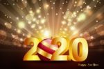 Happy New Year Greetings 2020 Realistic Illustration Stock Photo