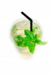 Mojito Caipirina Cocktail With Fresh Mint Leaves Stock Photo