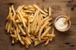 Fries French Sour Cream Still Life Flat Lay Stock Photo