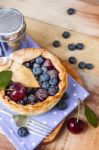 Decorated Homemade Shortcrust Pastry Berry Pie Stock Photo