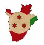 Burundi Map On Burundi Flag Drawing ,grunge And Retro Flag Serie Stock Photo