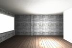 Interior With Bare Concrete Wall And Wood Floor Stock Photo