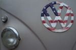 The Flag Pattern Usa On Volkswagen Logo Stock Photo