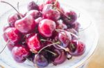 Sweet Ripe Fresh Cherry Berries Stock Photo