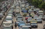 Bangkok, Thailand - June 31, 2016: Traffic Reaches Gridlock On A Stock Photo