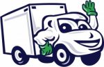 Delivery Van Waving Cartoon Stock Photo