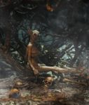 Monster Creature Woman In Creepy Forest,3d Illustration Stock Photo