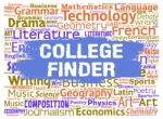 College Finder Indicates Search For And Choose School Stock Photo