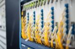 Fiber Optic With Servers In A Technology Data Center Stock Photo