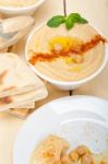 Hummus With Pita Bread Stock Photo