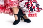 Feet Detail Of Flamenco Dancer In Beautiful Dress Stock Photo