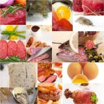 High Protein Food Collection Collage Stock Photo