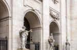 Statues At The Entrance To  Salzburg Cathedral Stock Photo