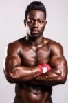 Young Handsome Athlete, Arms Crossed Stock Photo