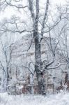 Ruins Of The Old Church In A Winter Day Stock Photo