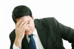 Young Business Man Depressed From Work Stock Photo