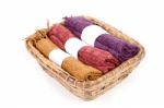 Handicraft Cotton Scarf In Basket Stock Photo