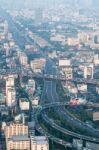 View Of Bangkok Cityscape, Bangkok The Capital City Of Thailand Stock Photo