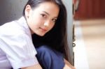 Portrait Of Thai High School Student Uniform Teen Beautiful Girl Happy And Relax, Stock Photo