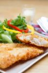 Fried Fish And Salad Stock Photo