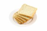 Right Pile Of Wheat Slice Bread Dish On White Background Stock Photo