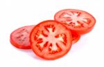 Slice Tomato Isolated On The White Background Stock Photo