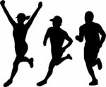 Marathon Runners Silhouette Collection Set Stock Photo