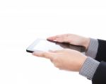 Businessman Holding Tablet Pc Stock Photo