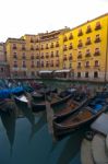 Venice Italy Gondolas On Canal Stock Photo