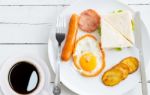 Breakfast Morning On Wood Table Stock Photo