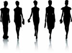 Silhouette Fashion Girls Stock Photo