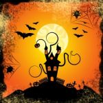 Haunted House Indicates Trick Or Treat And Bats Stock Photo