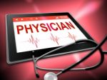 Physician Tablet Indicates General Practitioner And Md Stock Photo