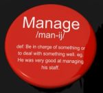 Manage Definition Button Stock Photo