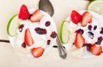 Fruit And Yogurt Salad Healthy Breakfast Stock Photo