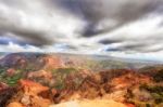 View At The Waimea Canyon  On  Kauai Island In Hawaii Stock Photo