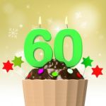 Sixty Candle On Cupcake Shows Family Reunion Or Celebration Stock Photo