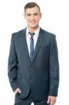 Young Businessman Posing Stylishly Stock Photo