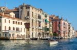 Powerboat Cruising Down The Grand Canal Stock Photo