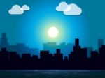 Evening Sky Indicates Night Time And Cityscape Stock Photo