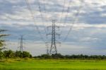 High Voltage Electricity Pylon Stock Photo